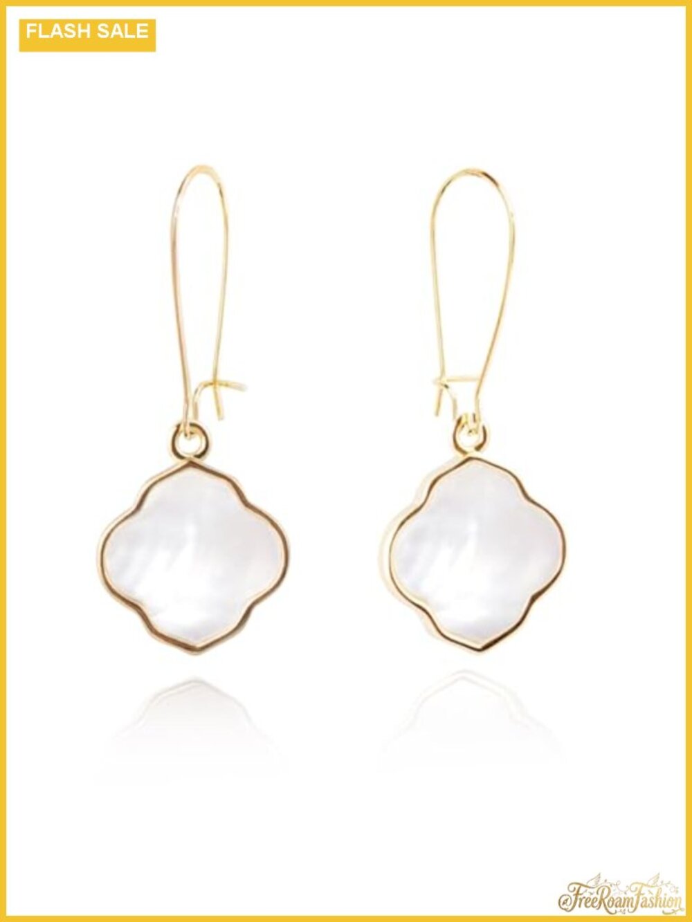 14K Gold Plated Natural Mother of Pearl Dangle Earrings Handmade Jewelry Gift